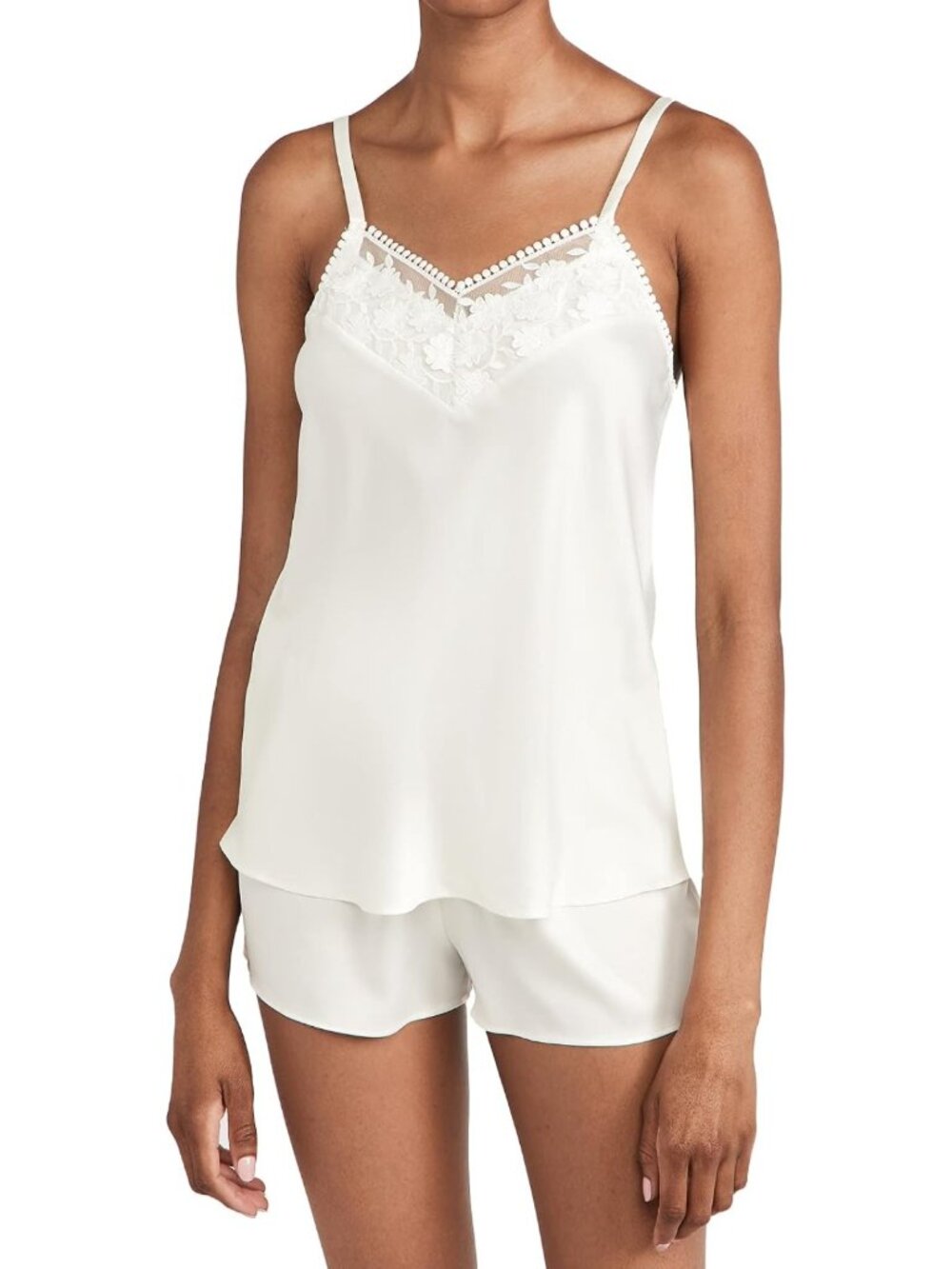 Elegant Charmeuse Cami Set with Lace Trim | Women's Sleepwear & Loungewear